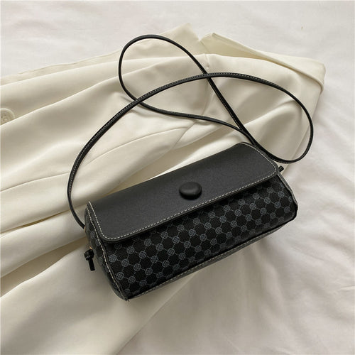 French Casual Boston Bag Women's Spring And Summer New Texture Messenger Bag Cylinder Bag Girl Plaid Bag